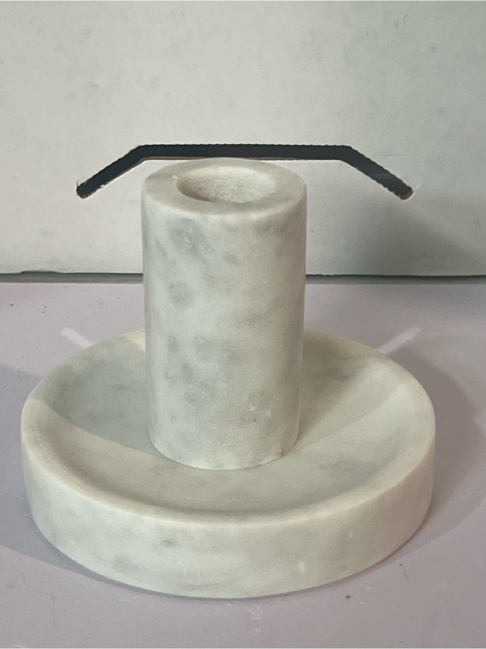 Threshold Marble Pillar Candle Holder in White and Gray